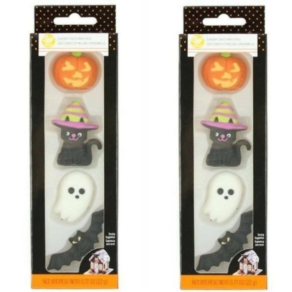 Wilton Halloween Candy Ghost Pumpkins Icing Decorations 8 Pc Shimmering Baking - Picture 1 of 3